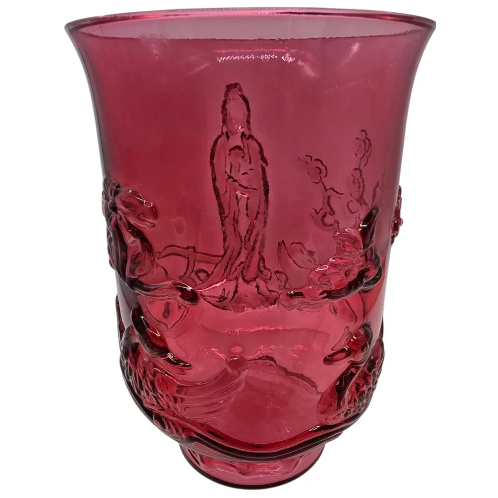VINTAGE FENTON CRANBERRY EMPRESS VASE 7 1/2
